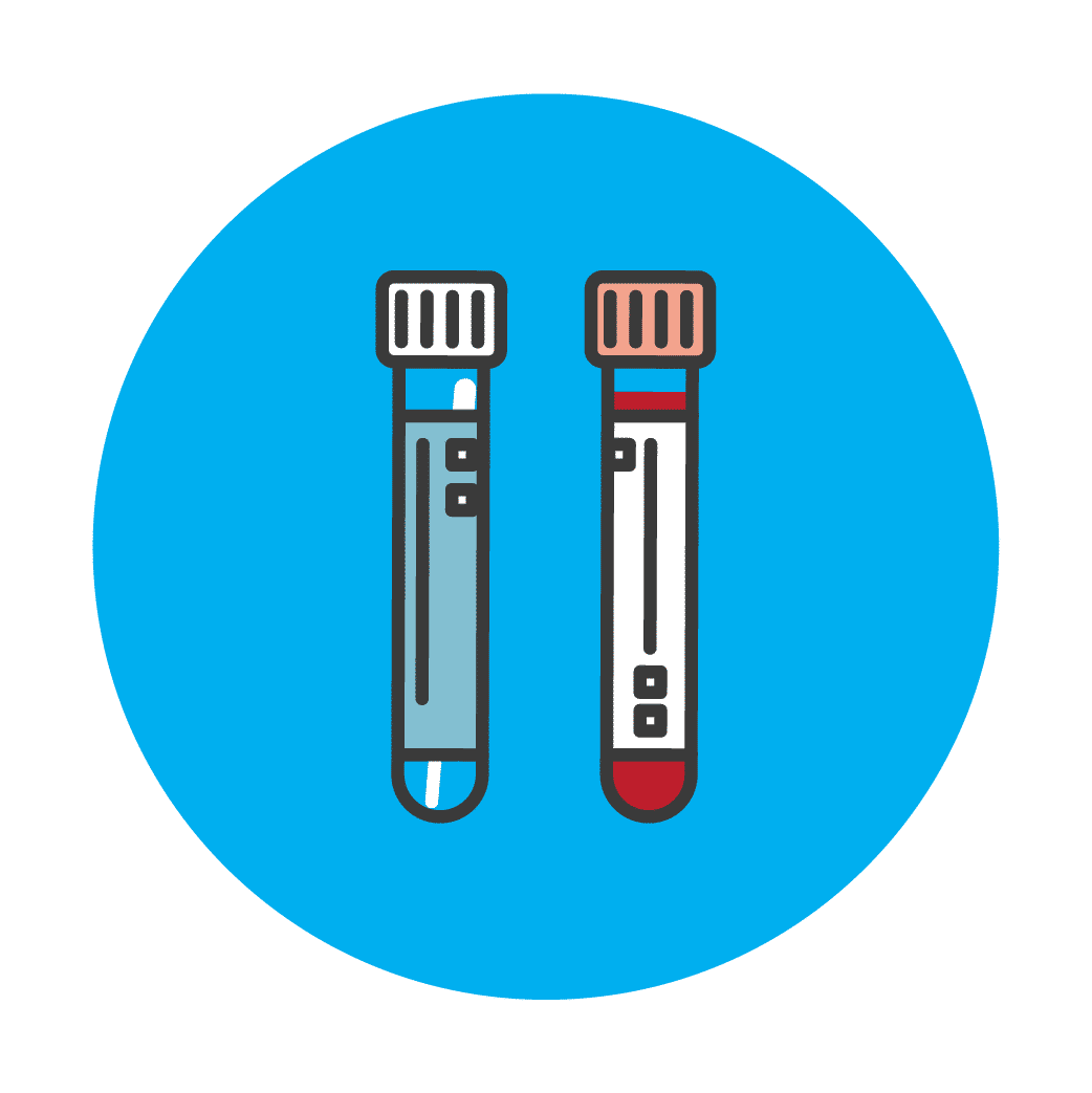 Two vials on blue background